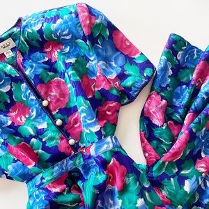 vtg floral blazer + skirt set - vivid 80s 90s